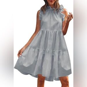 Karlie powder blue tiered ruffle dress